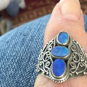 Stunning sterling and blue opal ring.